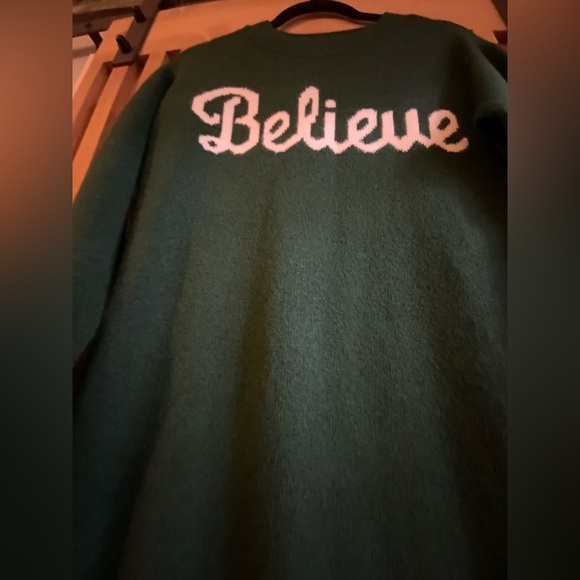Green 'Believe' Sweater Dress - Picture 2 of 3